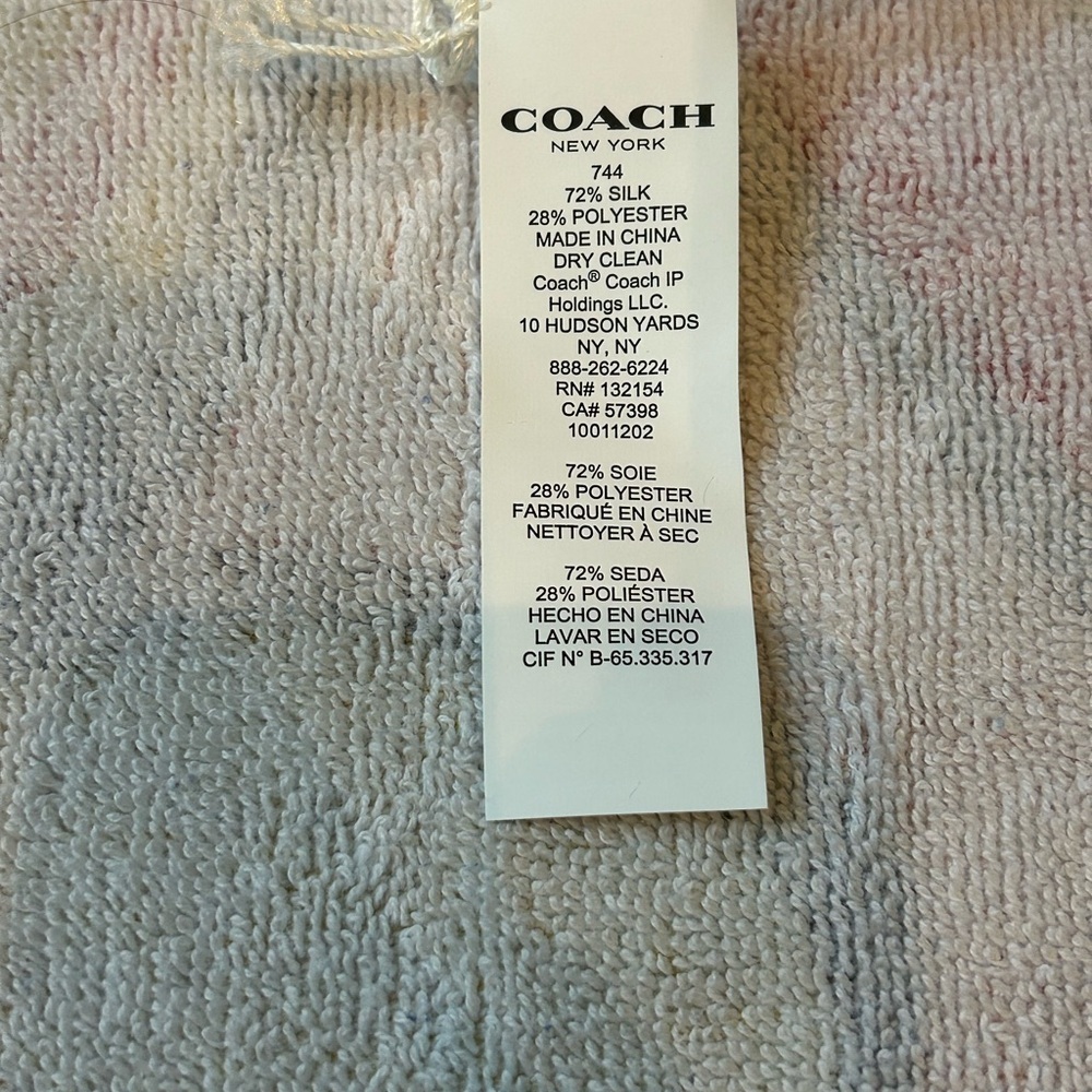 Coach Cream Scarf with Blue and Brown Accents - Picture 9 of 9